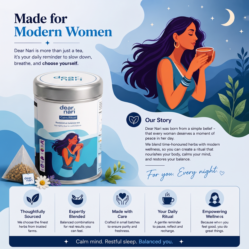 Dear Nari Calm Ritual – Restorative Sleep & Stress Relief Tea for Women | 30 Tea Bags