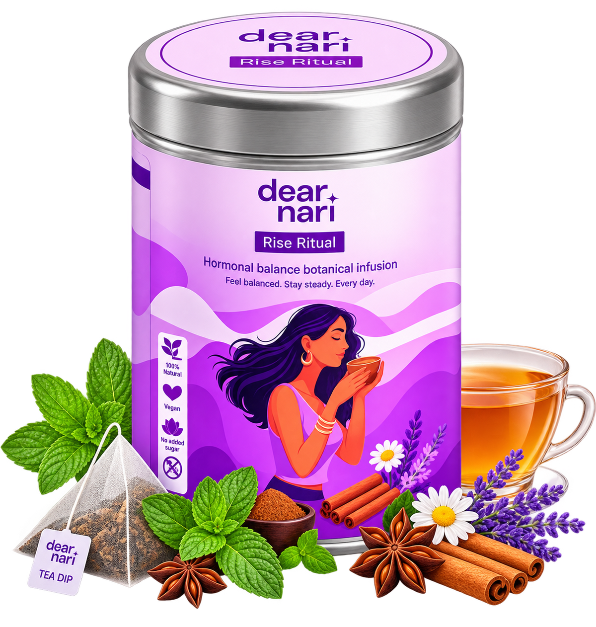 Dear Nari Rise Ritual – Hormonal Balance Tea for Women | 30 Tea Bags