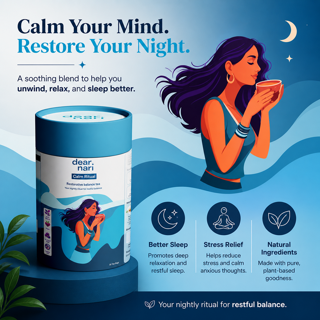 Dear Nari Calm Ritual – Restorative Sleep & Stress Relief Tea for Women | 30 Tea Bags