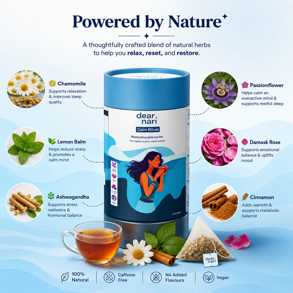 Dear Nari Calm Ritual – Restorative Sleep & Stress Relief Tea for Women | 30 Tea Bags
