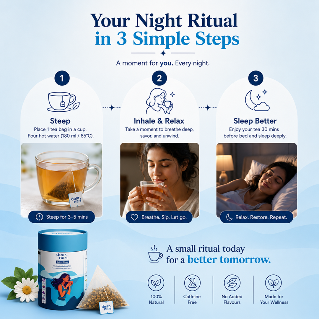 Dear Nari Calm Ritual – Restorative Sleep & Stress Relief Tea for Women | 30 Tea Bags