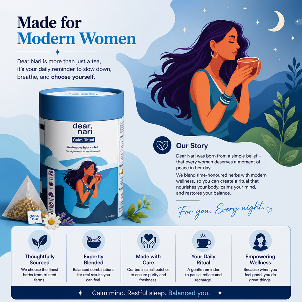 Dear Nari Calm Ritual – Restorative Sleep & Stress Relief Tea for Women | 30 Tea Bags