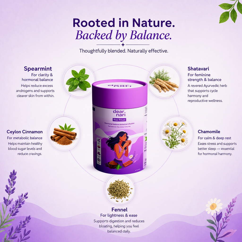 Dear Nari Morning & Night Ritual Combo – Hormonal Balance + Sleep & Stress Relief Tea for Women | 60 Tea Bags